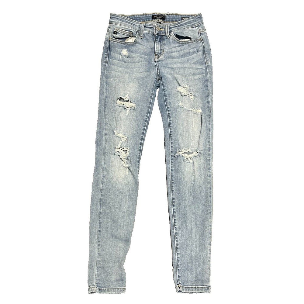 JUDY BLUE Jeans Womens 5/27 Denim Skinny Fit Distressed Ripped Stretch Jeans